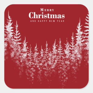 Holiday Typography trendy red glitter Christmas Square Sticker