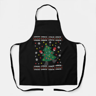 Holiday Ugly Christmas Sweater DANCING XMAS TREE Apron