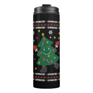 Holiday Ugly Christmas Sweater DANCING XMAS TREE Thermal Tumbler