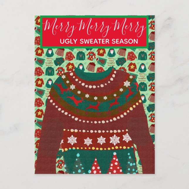 Holiday Ugly Sweater customised theme invitation  Postcard (Front)