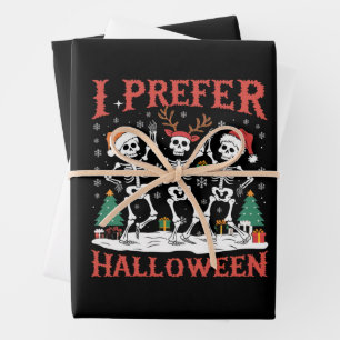Holiday Ugly Xmas I Prefer Halloween Christmas  Wrapping Paper Sheet