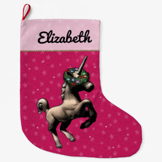 "Holiday Unicorn" Christmas Stocking (Pink)