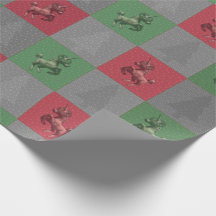 Holiday Unicorn Christmas Wrapping Paper (Grey)
