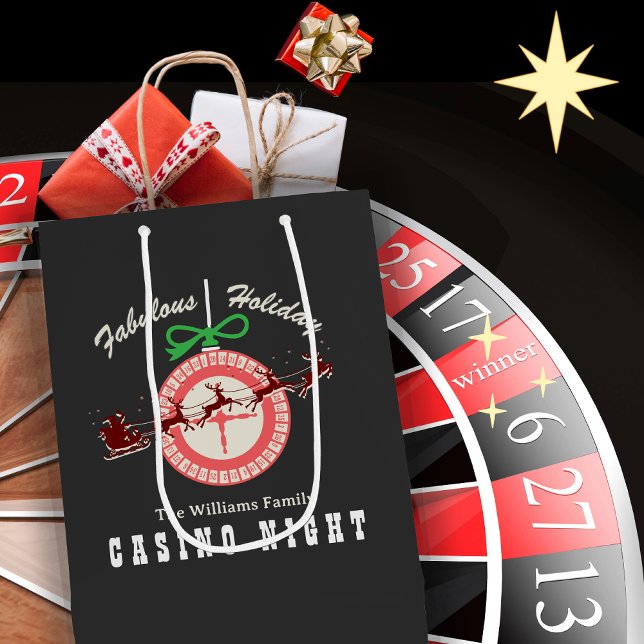 Holiday Vegas Casino Blackjack Poker Night Party Medium Gift Bag (Holiday Vegas Casino Blackjack Poker Night Party Medium Gift White Elephant Secret Santa Favor Bag)