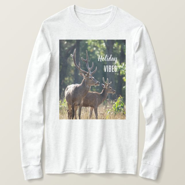 Holiday Vibes Deers Long Sleeves Top (Design Front)