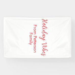 Holiday Vibes red Christmas add family name date b Banner