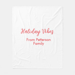 Holiday Vibes red Christmas add family name date b Fleece Blanket