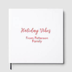 Holiday Vibes red Christmas add family name date b Guest Book