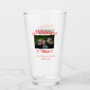 Holiday Vibes red family photo name candy Christma Glass