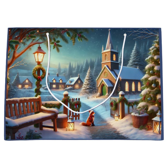 Holiday Village Scene Gift Bag (Front)