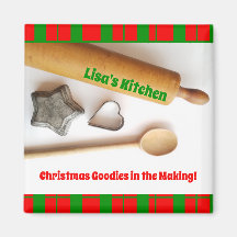 Holiday vintage baking tools kitchen magnet