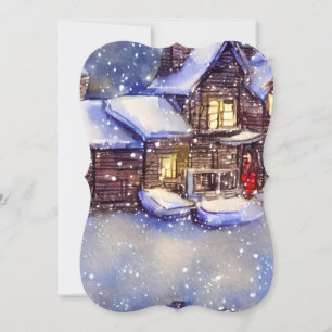 Holiday Vintage Cabin Blank Christmas Card