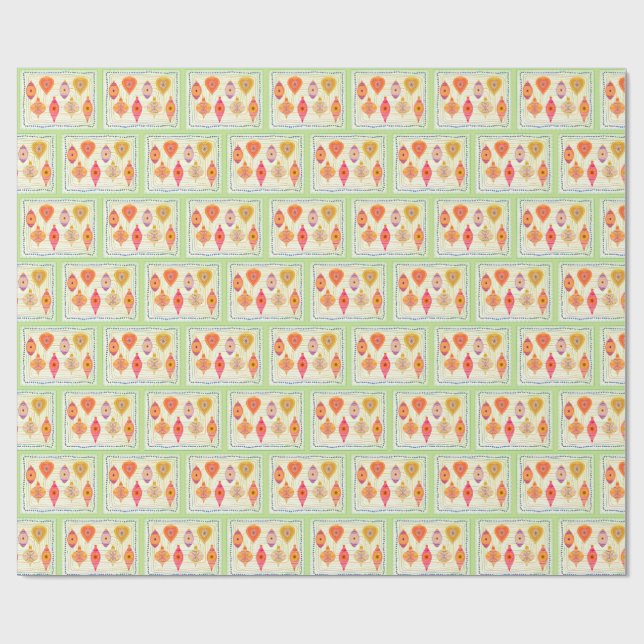 Holiday Vintage Ornament Wrapping Paper (Flat)
