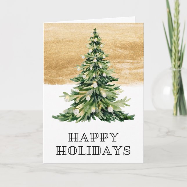 Holiday Watercolor Folded Greeting Card (Front)