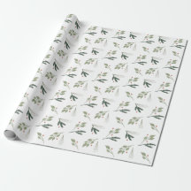 Holiday Watercolor Greenery Wrapping Paper