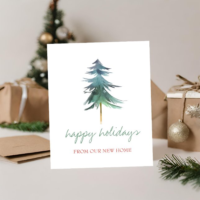 Holiday We Have Moved,Christmas Pine Tree Announcement Postcard (Creator Uploaded)