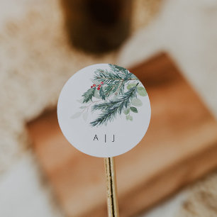 Holiday Wedding Monogram Favour Sticker