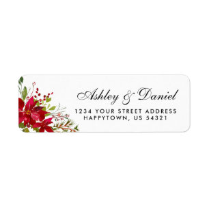 Holiday Wedding Watercolor Floral Poinsettia