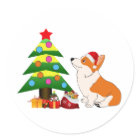 Holiday Welsh Corgi Cartoon with Tree