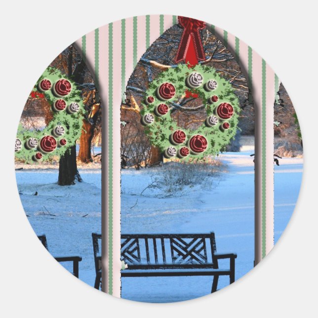 Holiday Window Scene Christmas Envelope Seals (Front)