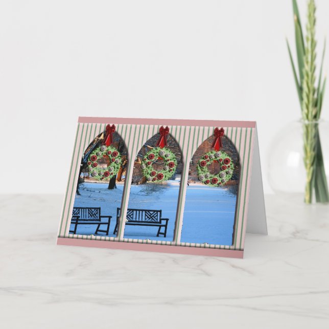 Holiday Windows Christmas Scene Xmas Card (Front)