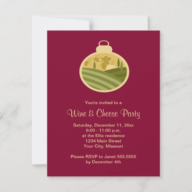 Holiday Wine and Cheese Party Invitations (Front)