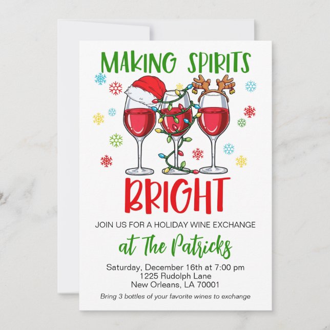 Holiday Wine Exchange Party Invitation (Front)
