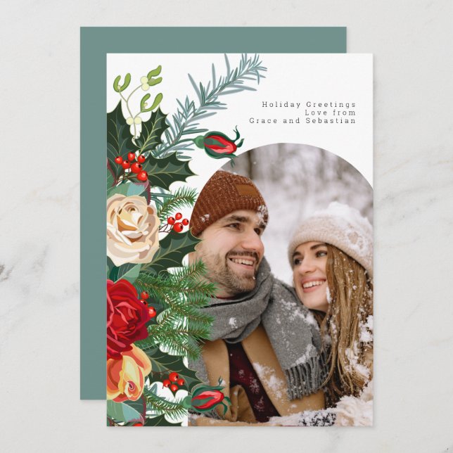 Holiday Winter Botanical Photo Personalised (Front/Back)