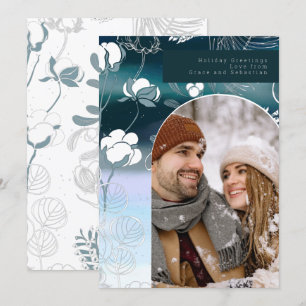 Holiday Winter Botanical Photo Personalised Card