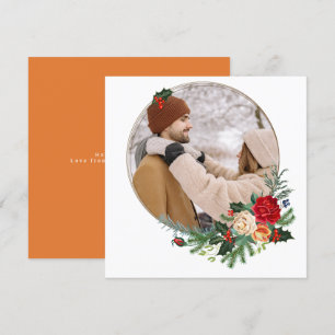 Holiday Winter Botanical Photo Personalised Card