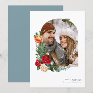 Holiday Winter Botanical Photo Personalised Card