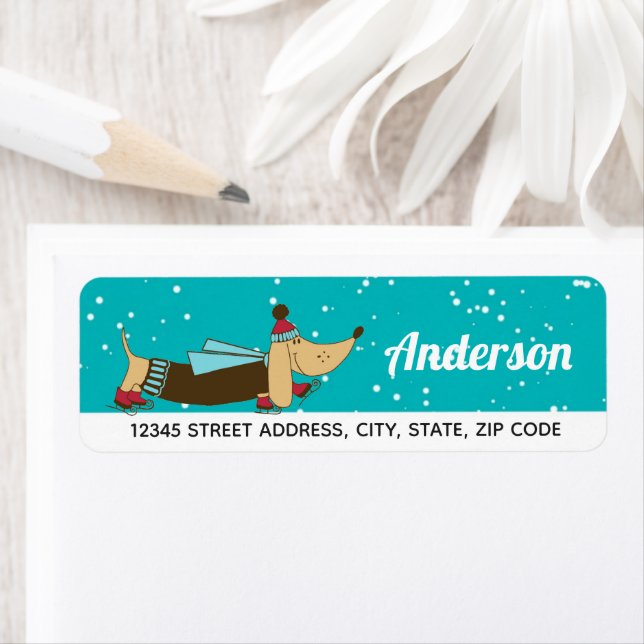 Holiday Winter Dachshund Return Address Label (Insitu)