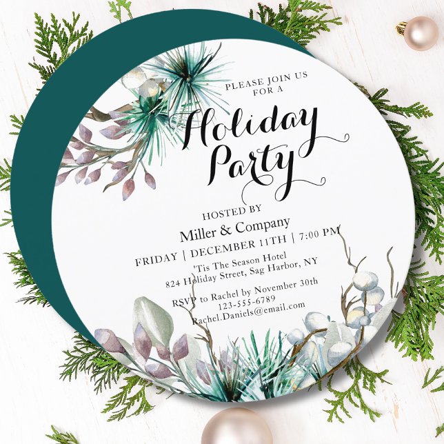 Holiday Winter Floral Corporate Christmas Party Invitation (Creator Uploaded)