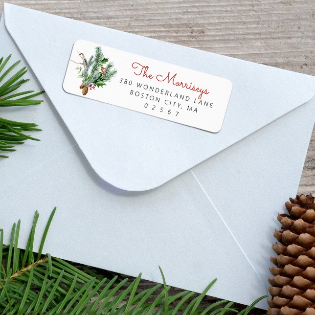 Holiday Winter Greenery Return Address (Holiday Winter Greenery Return Address Label)