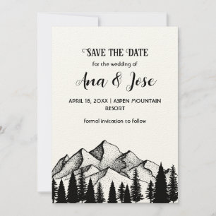 Holiday Winter Mountain Pine TreesSave The Date Invitation