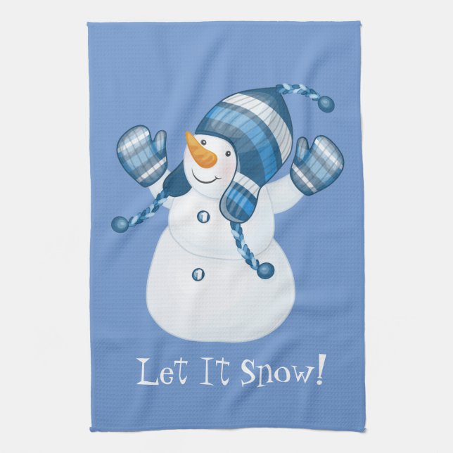 Holiday Winter Snowman Kitchen Towel (Vertical)