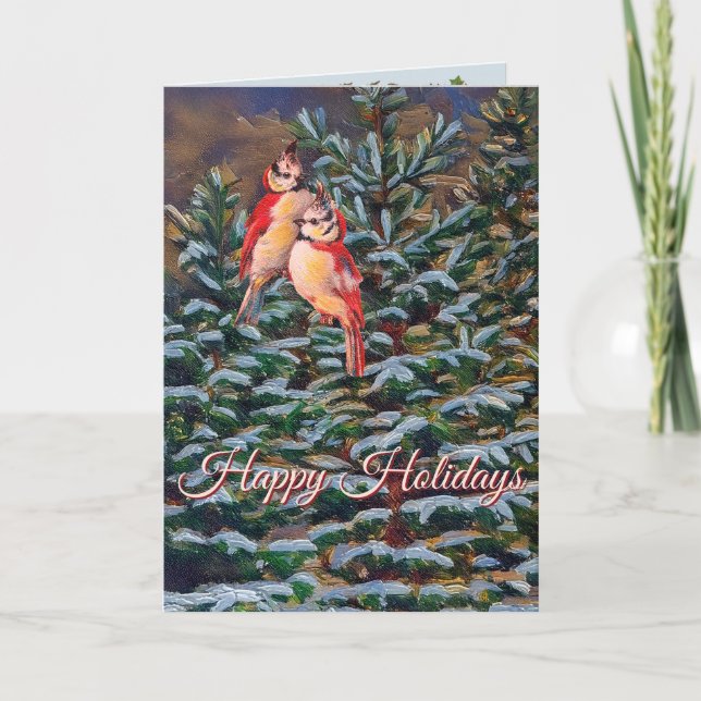 Holiday Winter Tree with Birds Card (Front)