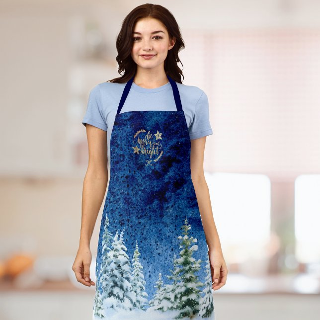 Holiday Winter Trees Christmas Apron (Holiday Baking and Cooking Apron)