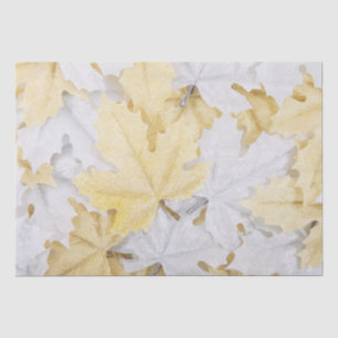 Holiday Winter White and Gold Glitter Maple Leaves Tissue Paper
