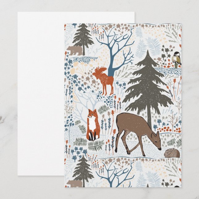 Holiday Winter Woods Animals Card (Front/Back)