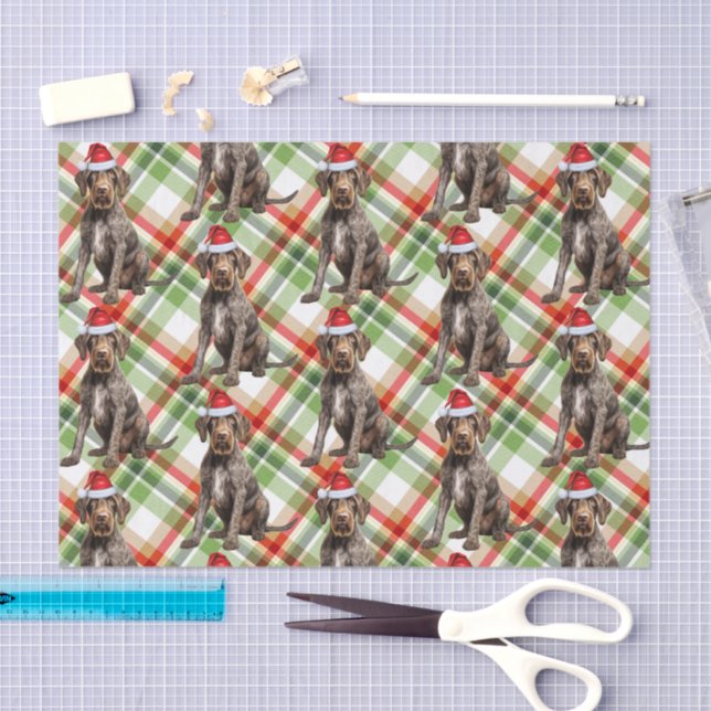 Holiday Wirehaired Pointer Dog Red Plaid Christmas Tissue Paper (Craft)