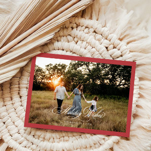 Holiday Wishes Boho Christmas Greeting Photo Card