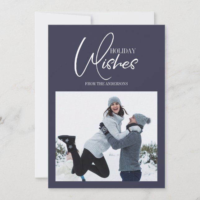 Holiday Wishes Christmas Photo Card (Front)
