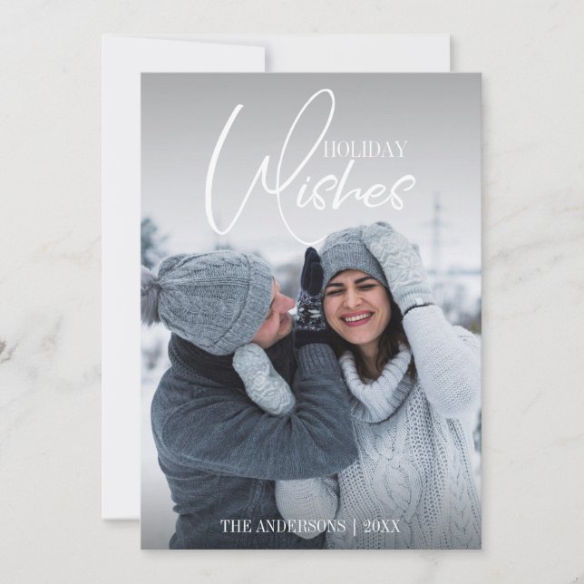 Holiday Wishes Christmas Photo Card (Front)
