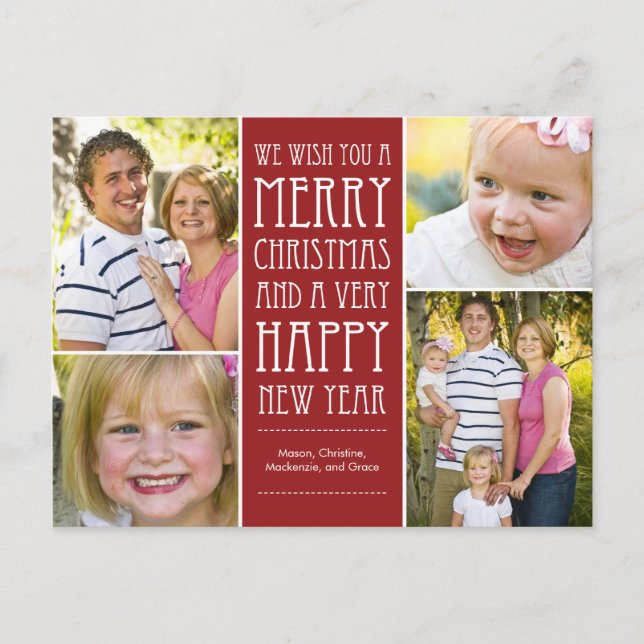 Holiday Wishes Christmas Photo Card Postcard (Front)