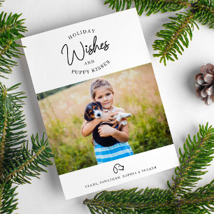 Holiday Wishes, Puppy Dog Kisses Photo Pet Owner Card