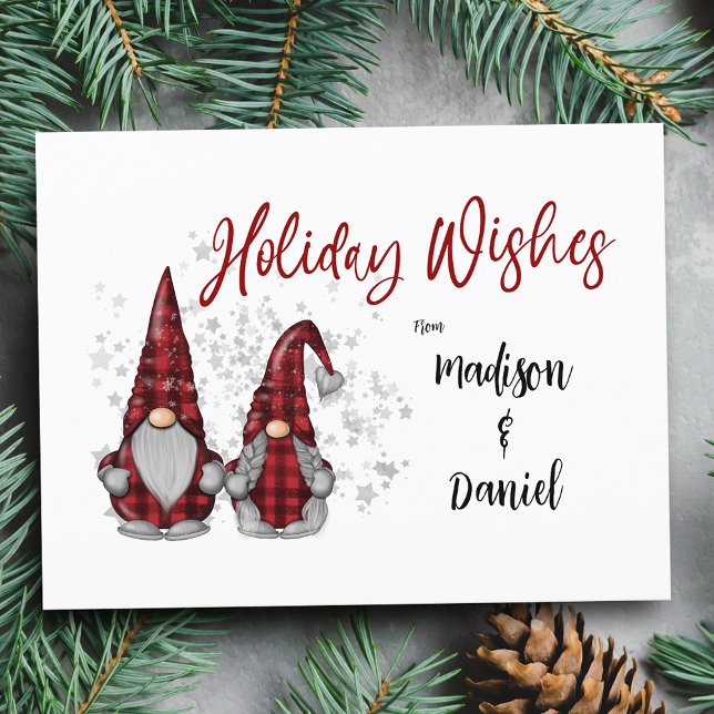 Holiday Wishes Rustic Gnomes in Red Buffalo Plaid (Creator Uploaded)