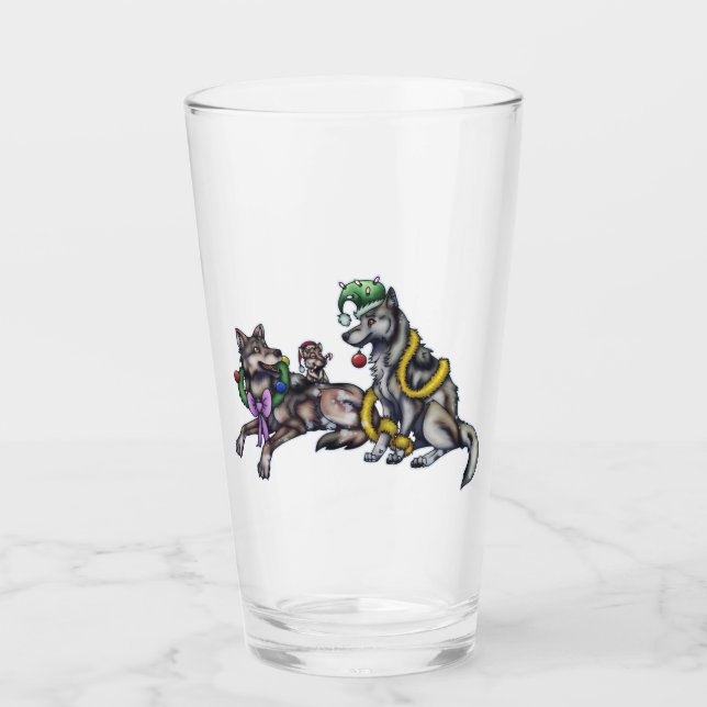 Holiday Wolves Glass (Front)