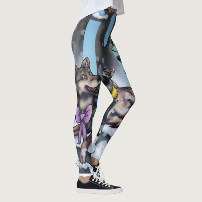 Holiday Wolves Leggings (Right)
