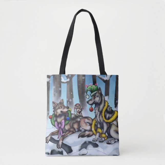 Holiday Wolves Tote Bag (Front)
